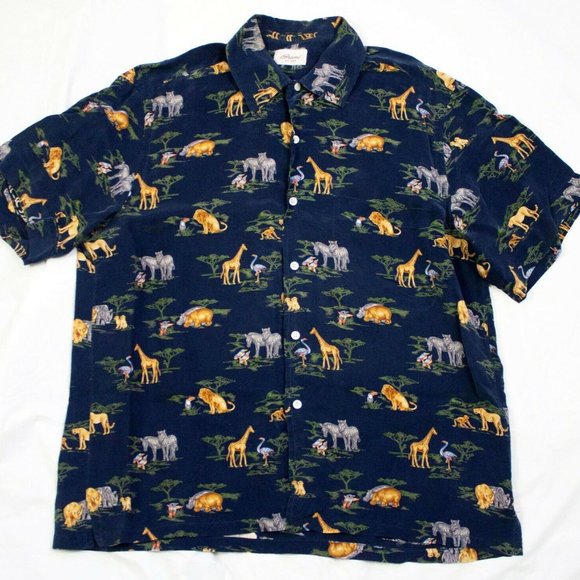 Brioni Other - Brioni Sport Short Sleeve Button Animal Print Shir